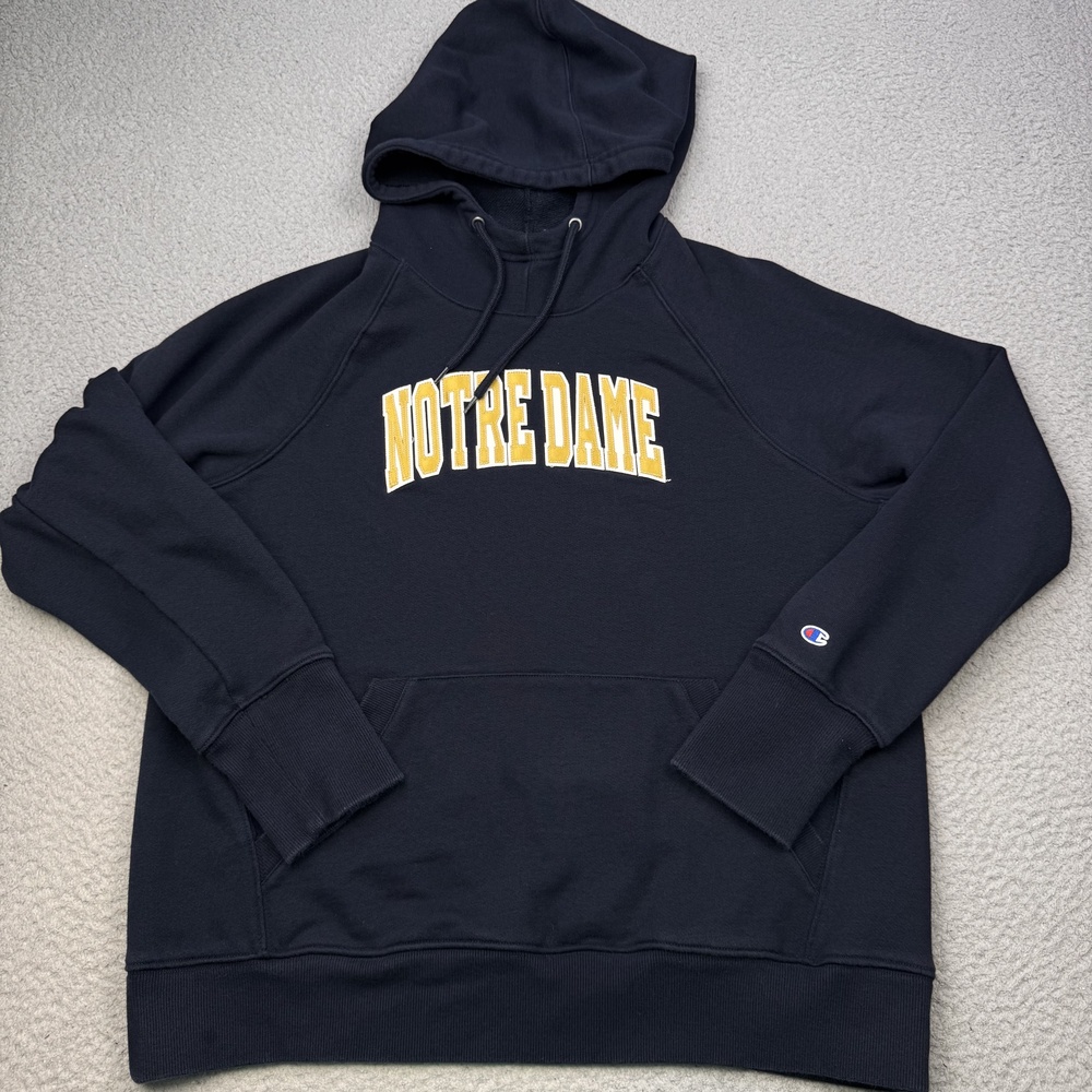 Notre Dame Hoodie Sweatshirt Womens XL Blue Football College Pullover Champion